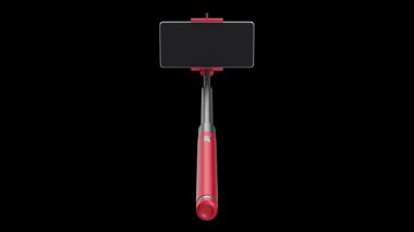 Smartphone üzerinde selfie çubuğu siyah arkaplanda