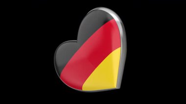 Siyah arka planda Almanya bayrağıyla dönen kalp