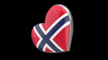 Siyah arka planda Norveç bayrağıyla dönen kalp