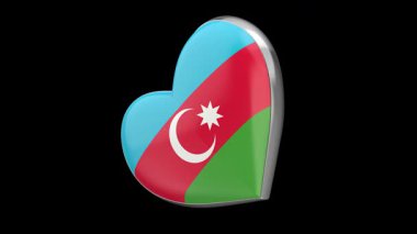 Siyah arkaplanda Azerbaycan bayrağıyla dönen kalp