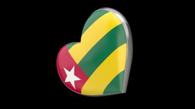 Siyah arka planda Togo bayrağıyla dönen kalp
