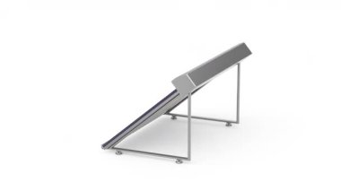 beyaz zemin üzerinde güneş enerjili su ısıtıcı