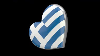 Siyah zemin üzerinde Yunan bayrağı bulunan dönen kalp