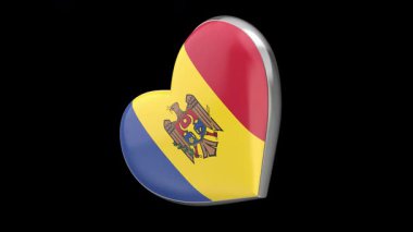 Siyah zemin üzerinde Moldova bayrağı bulunan dönen kalp