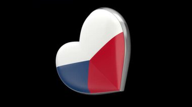 Siyah arka planda Çek bayrağıyla dönen kalp