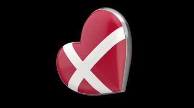 Siyah arka planda Danimarka bayrağıyla dönen kalp