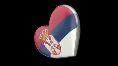 Siyah arkaplanda Sırbistan bayrağı taşıyan dönen kalp