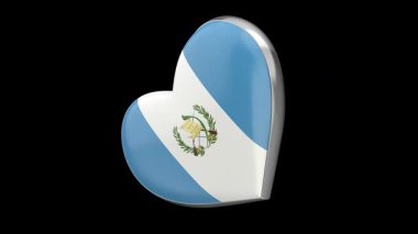 Siyah arka planda Guatemala bayrağıyla dönen kalp