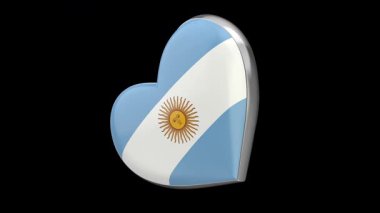 Siyah arka planda Arjantin bayrağıyla dönen kalp
