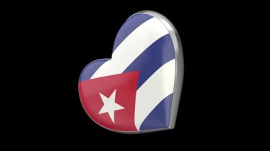 Siyah arka planda Küba bayrağıyla dönen kalp