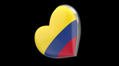 Siyah arka planda Kolombiya bayrağıyla dönen kalp