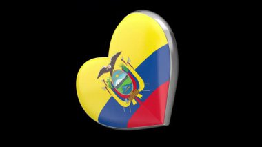 Siyah arkaplanda Ekvador bayrağıyla dönen kalp