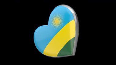 Siyah arkaplanda Ruanda bayrağıyla dönen kalp