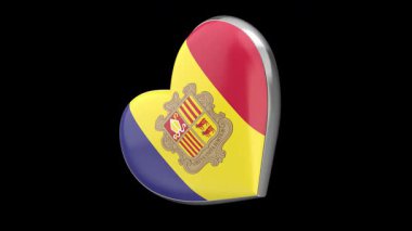 Siyah arkaplanda Andorra bayrağı ile dönen kalp