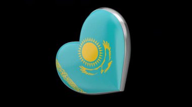 Siyah arka planda Kazakistan bayrağıyla dönen kalp