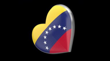 Venezuela bayrağıyla dönen kalp siyah arkaplanda