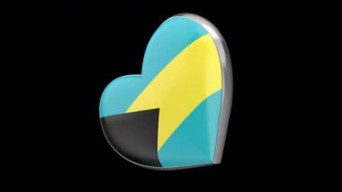 Siyah arkaplanda Bahamalar bayrağı ile dönen kalp