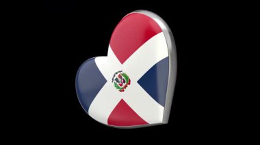 Siyah arka planda Dominik Cumhuriyeti bayrağıyla dönen kalp