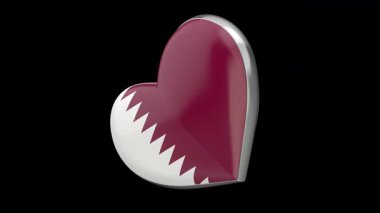 Siyah arkaplanda Katar bayrağı ile dönen kalp