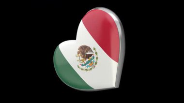 Siyah arka planda Meksika bayrağı taşıyan dönen kalp.