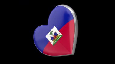 Siyah arka planda Haiti bayrağıyla dönen kalp