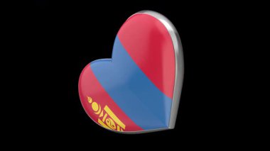 Siyah arka planda Moğolistan bayrağıyla dönen kalp