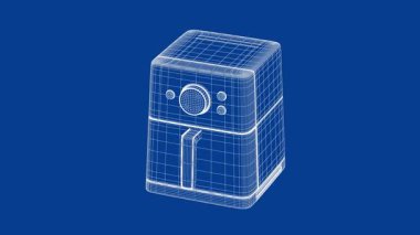 Elektrikli fritözün 3 boyutlu kablo çerçeve modeli