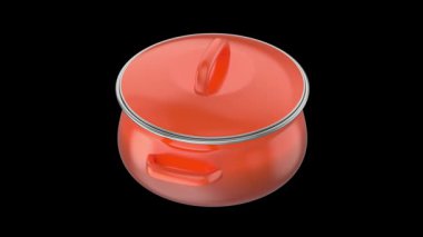 Siyah arka planda kapaklı dönen diş minesi pişirme tenceresi