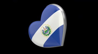 Siyah arka planda El Salvador bayrağıyla dönen kalp