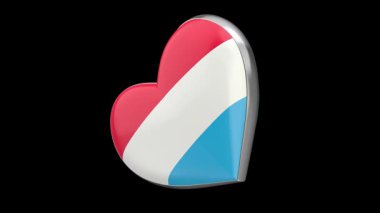 Siyah arkaplanda Lüksemburg bayrağıyla dönen kalp