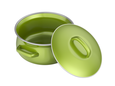 Şeffaf arkaplanda boş yeşil diş minesi pişirme kabı