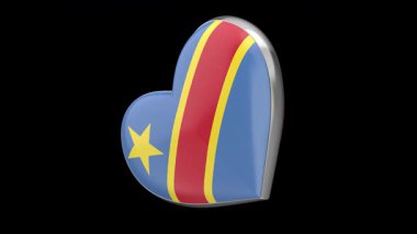 Siyah arka planda Demokratik Kongo Cumhuriyeti bayrağıyla dönen kalp.