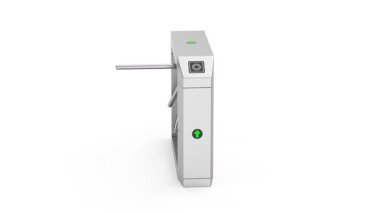 Beyaz arka planda gümüş elektronik turnikeler