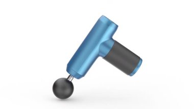 Beyaz arka planda titreşimli mavi masaj silahı