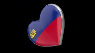 Siyah arkaplanda Lihtenştayn bayrağı ile dönen kalp