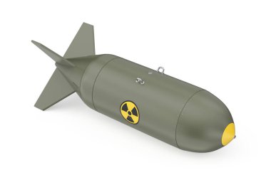 Beyaz arka planda nükleer yerçekimi bombası