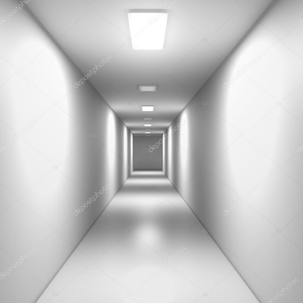 Empty white corridor