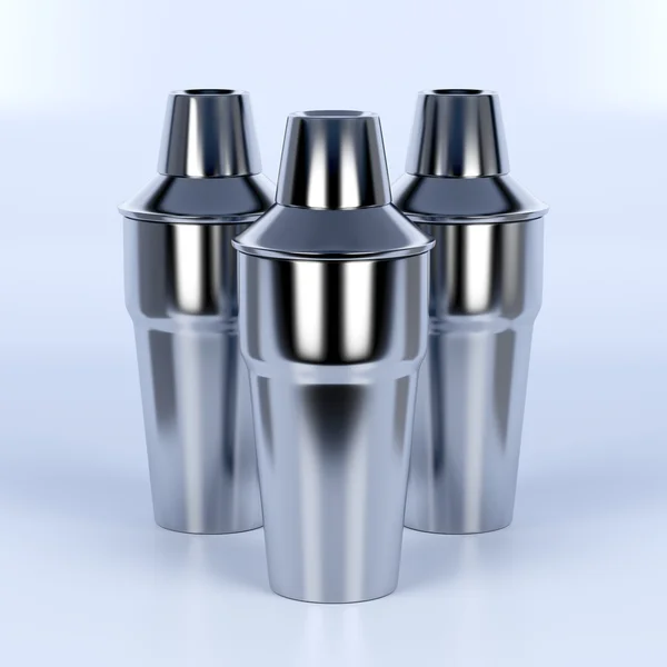 Tre cocktail shakers — Stockfoto