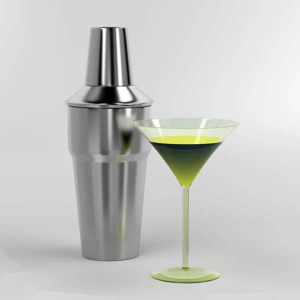 Shaker und Cocktailglas — Stockfoto