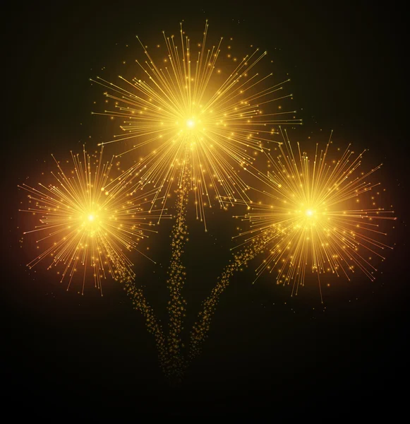 Festive  Fireworks on Black — Stock Vector