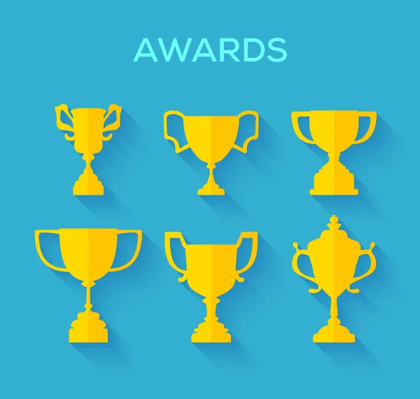 Award Cups Icons Set — Stockvector