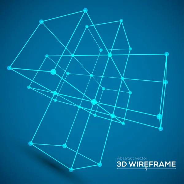 Wireframe Mesh kuber — Stock vektor