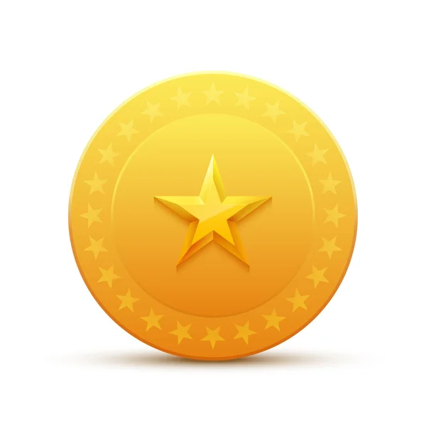 Gyllene mynt med stjärna — Stock vektor