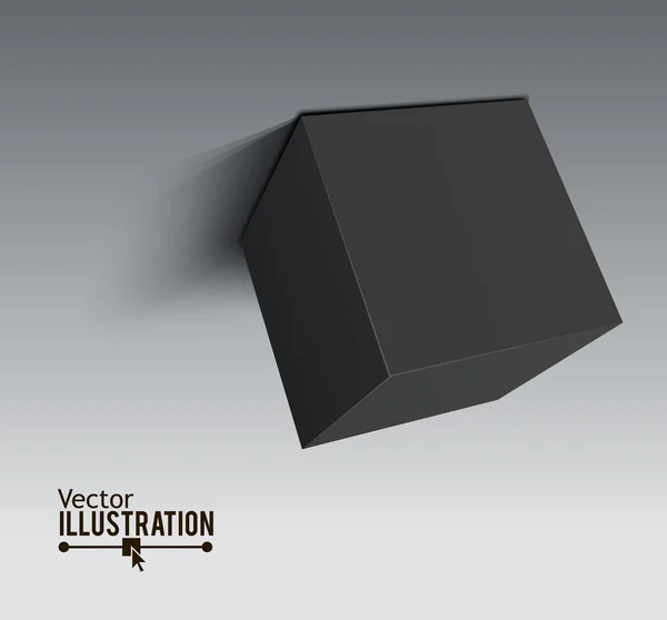 3d cubo preto . — Vetor de Stock