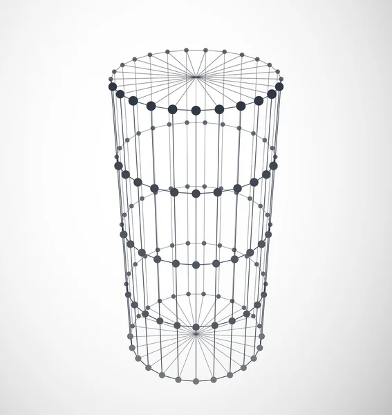 Wireframe Mesh Cylinder — Stock Vector