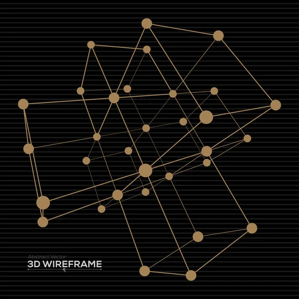 Model szkieletowy siatki kostki — Wektor stockowy