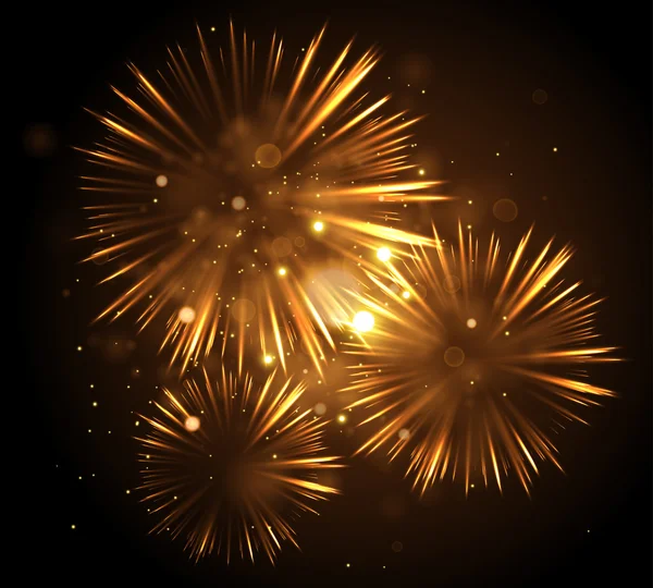 Feestelijke Fireworks ob zwart — Stockvector