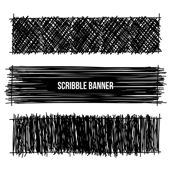 Handgetekende Scribble Banners — Stockvector