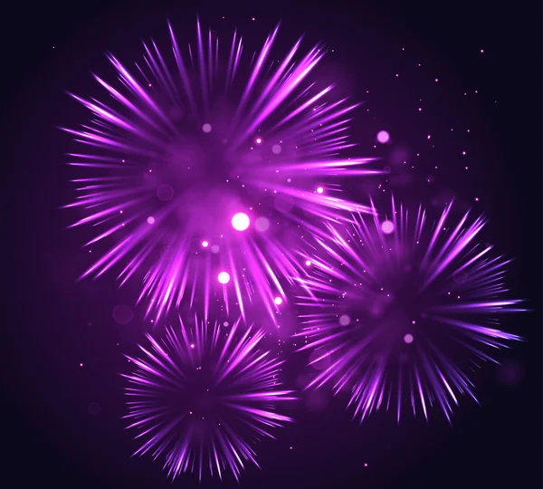 Festive Fireworks ob Black — Stock Vector
