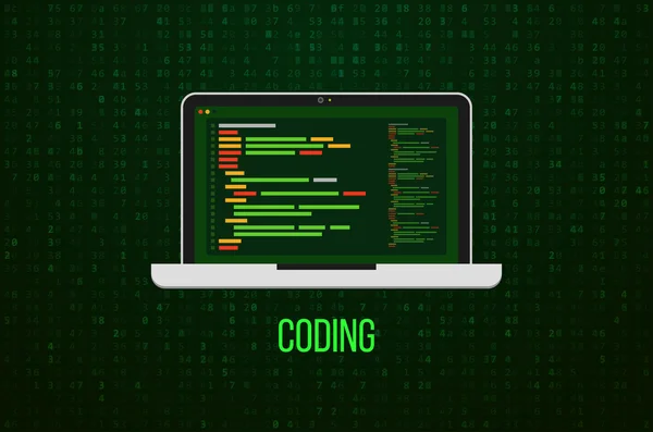 Laptop pictogram op Matrix achtergrond — Stockvector